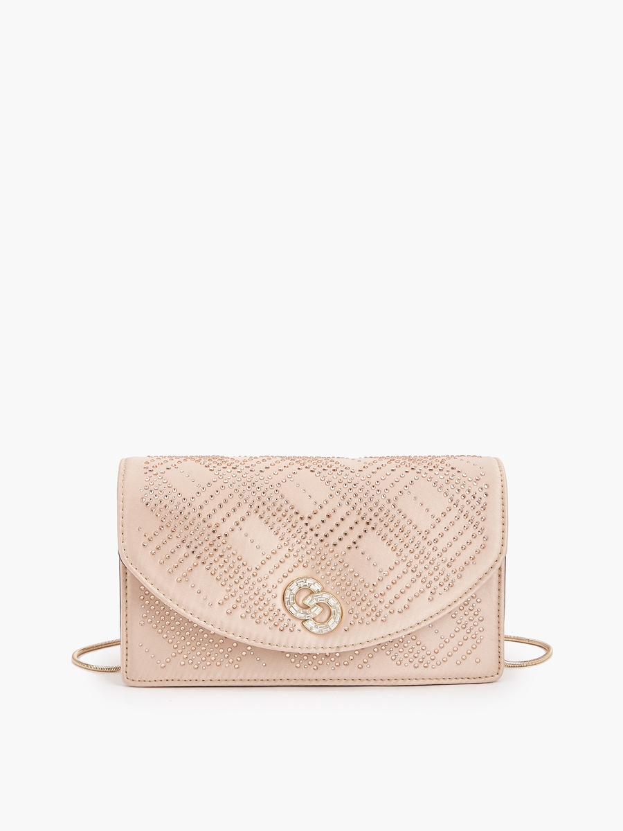 Embellished Crossbody Bag with Detachable Chain Strap