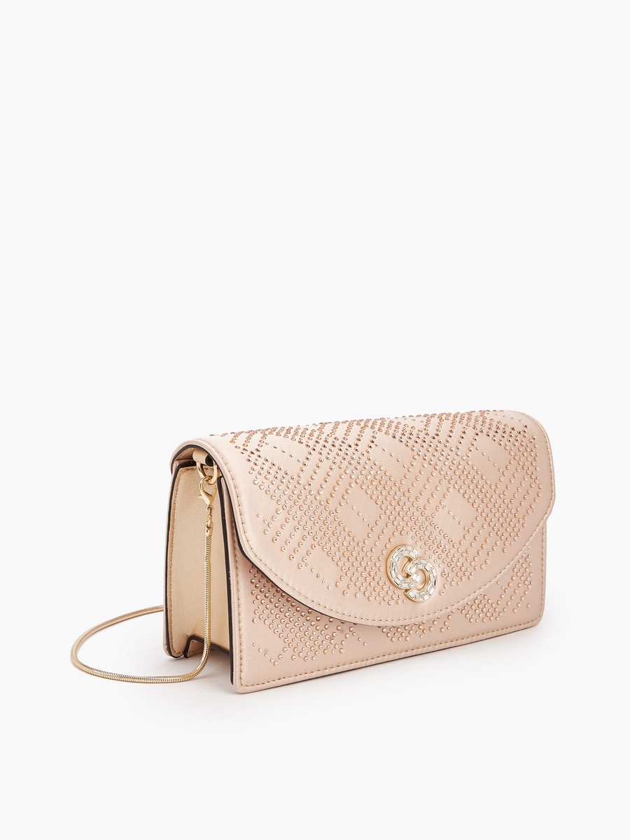 Embellished Crossbody Bag with Detachable Chain Strap