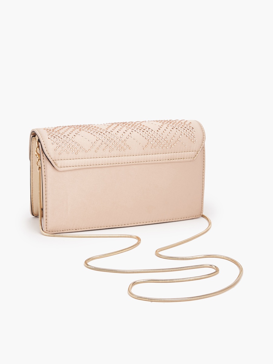 Embellished Crossbody Bag with Detachable Chain Strap