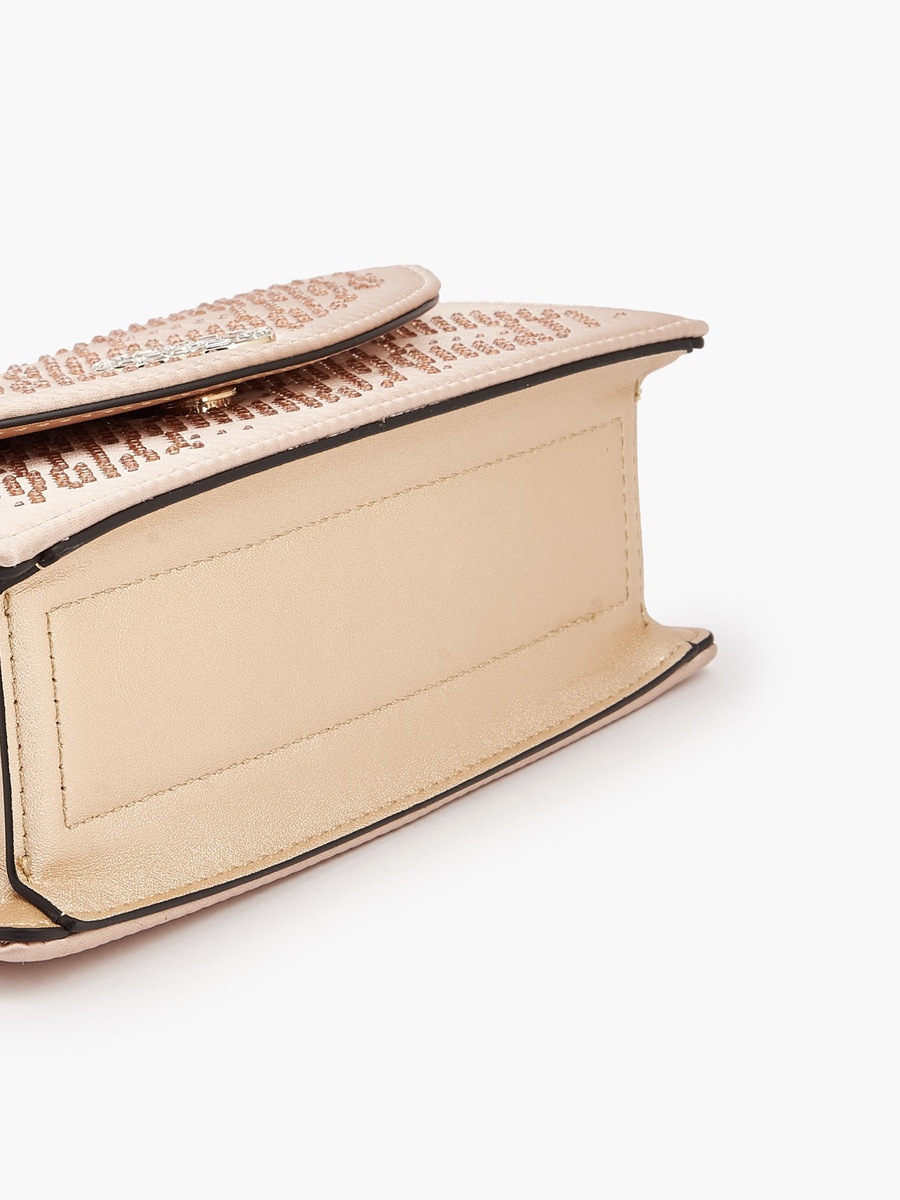 Embellished Crossbody Bag with Detachable Chain Strap