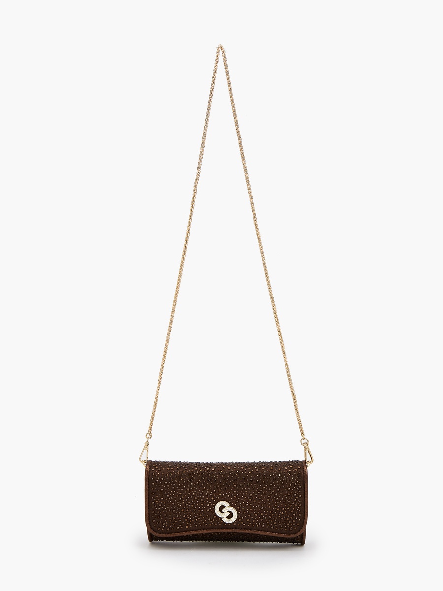 Embellished Crossbody Bag with Detachable Chain Strap
