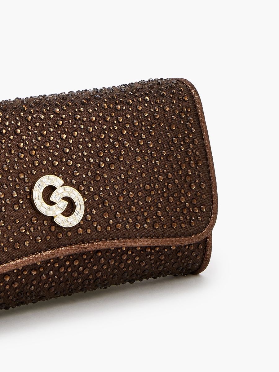 Embellished Crossbody Bag with Detachable Chain Strap