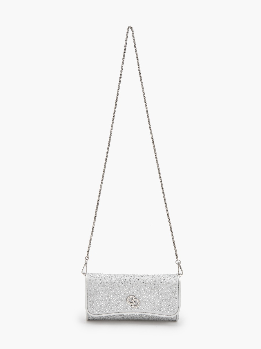 Embellished Crossbody Bag with Detachable Chain Strap
