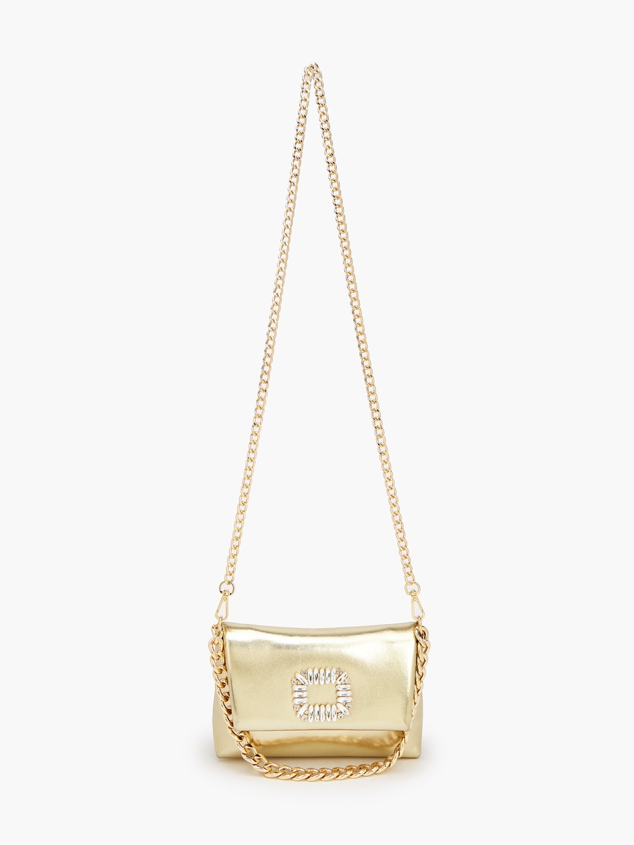 Stone Embellished Crossbody Bag with Chain Strap