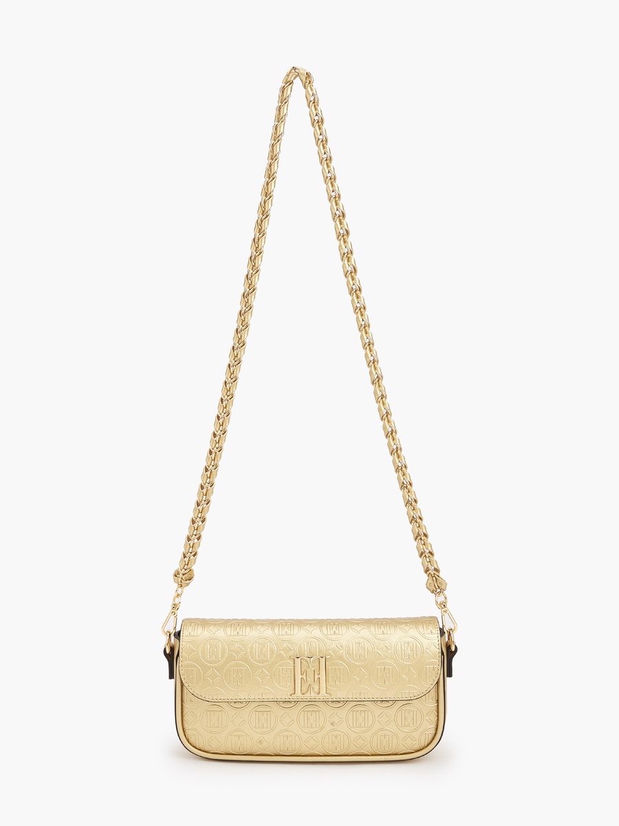 Monogram Debossed Crossbody Bag with Chain Strap