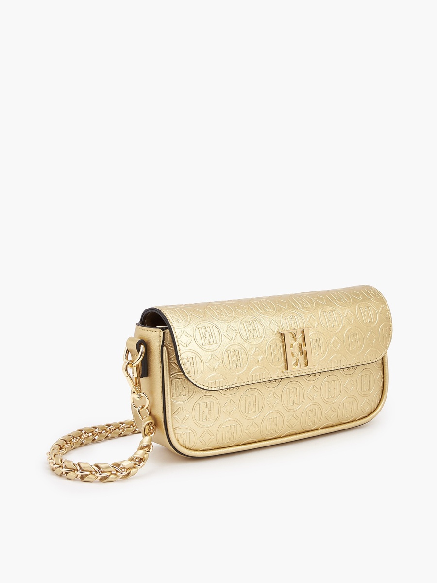 Monogram Debossed Crossbody Bag with Chain Strap