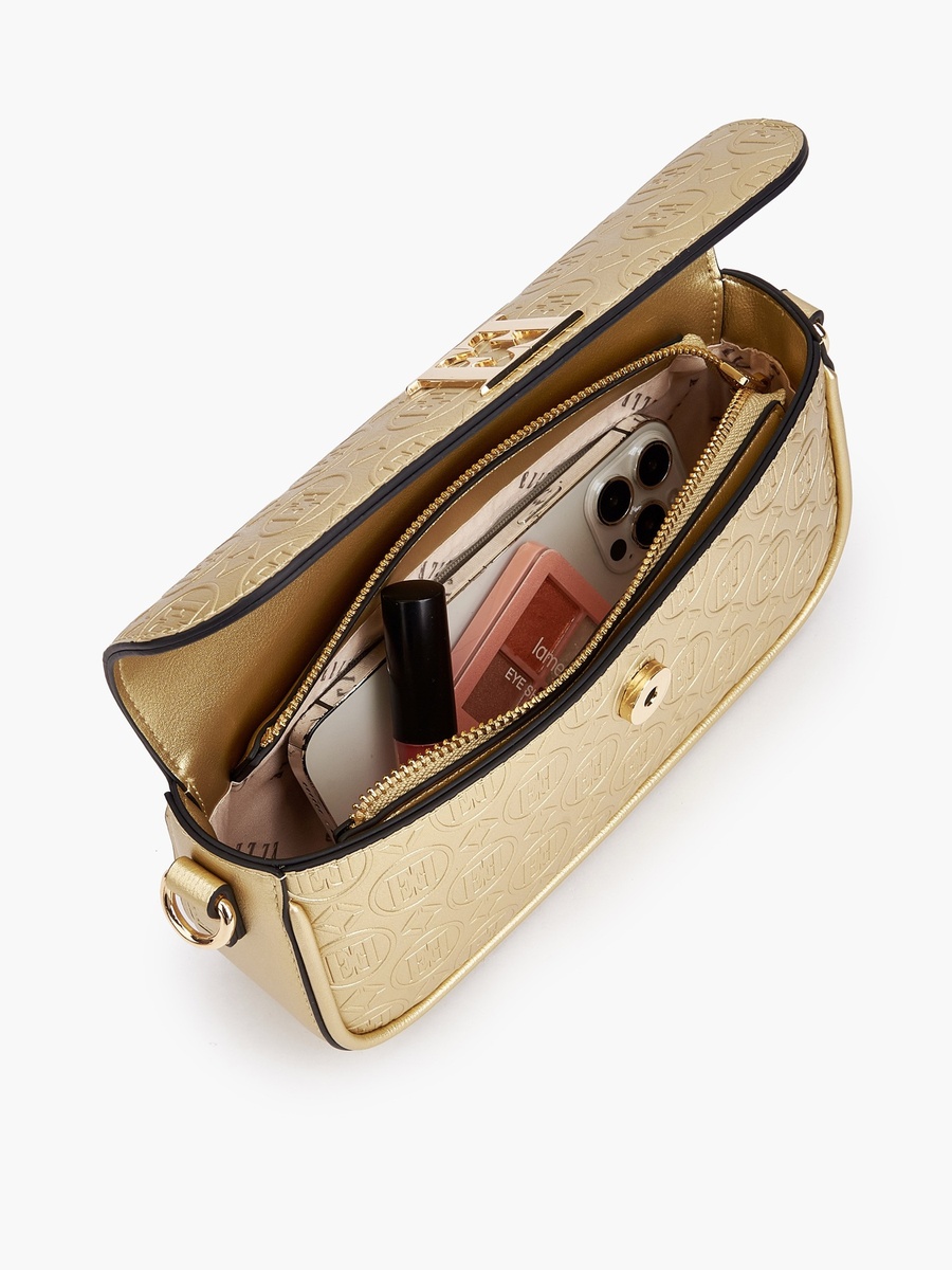Monogram Debossed Crossbody Bag with Chain Strap