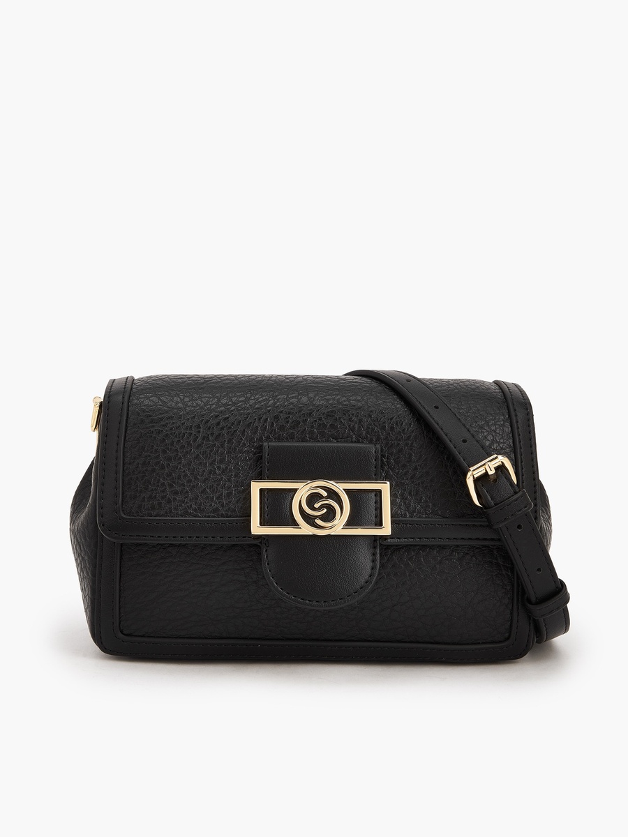 Textured Crossbody Bag with Button Closure