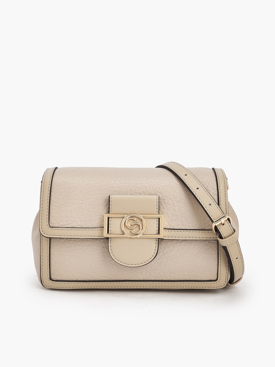 Textured Crossbody Bag with Button Closure
