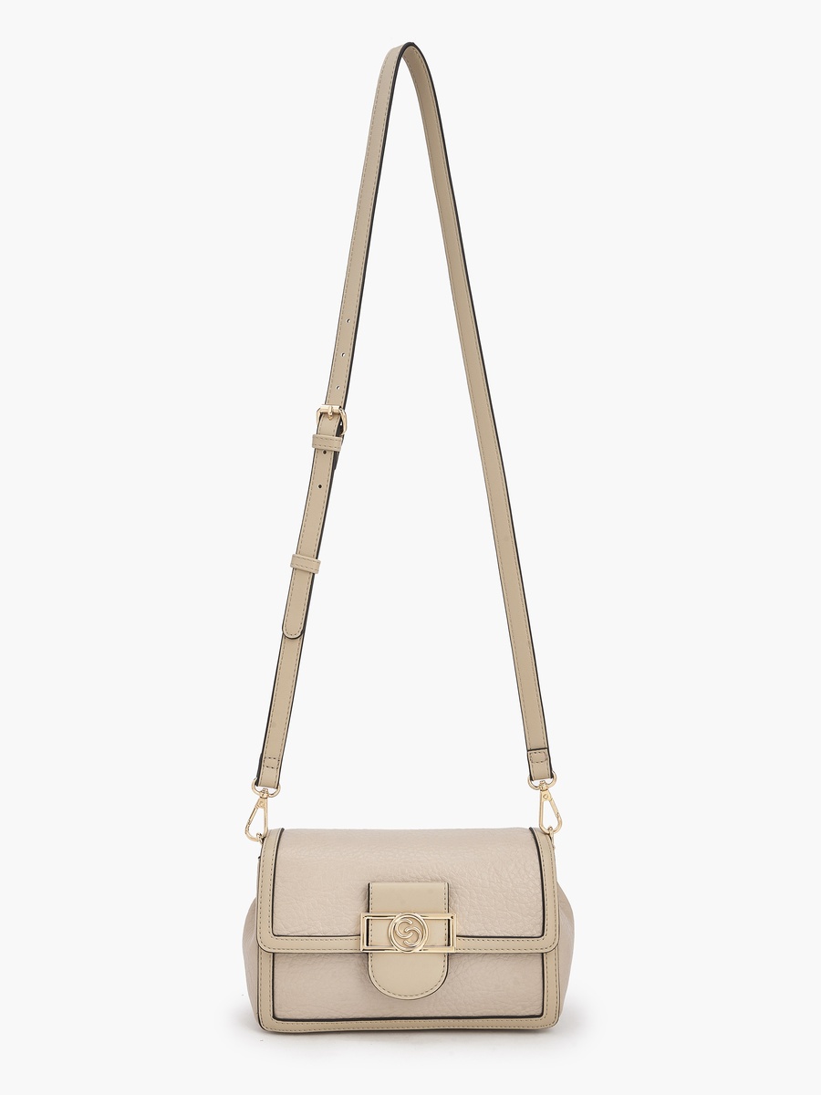 Textured Crossbody Bag with Button Closure