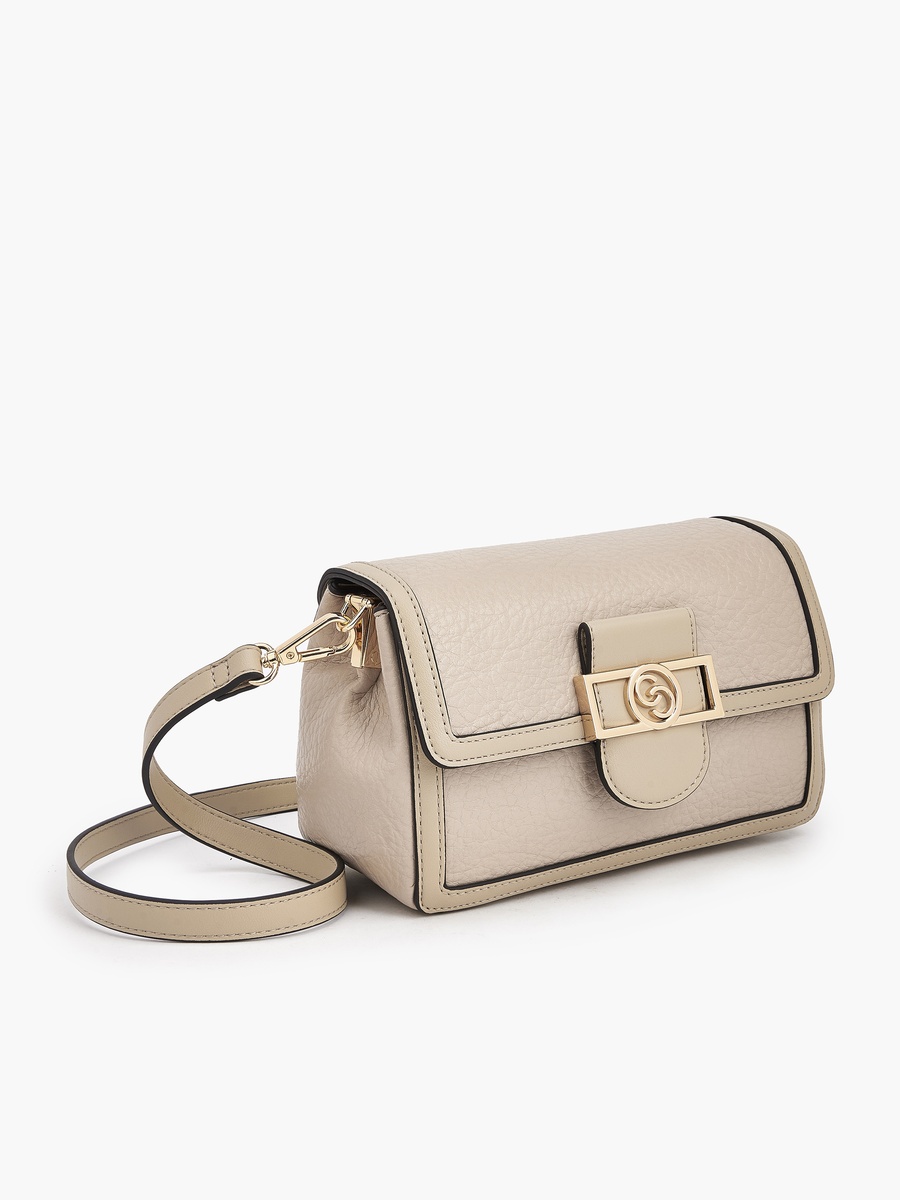 Textured Crossbody Bag with Button Closure