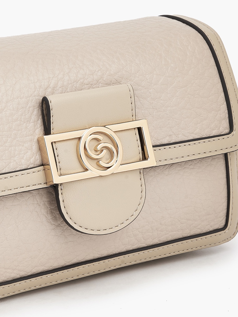 Textured Crossbody Bag with Button Closure