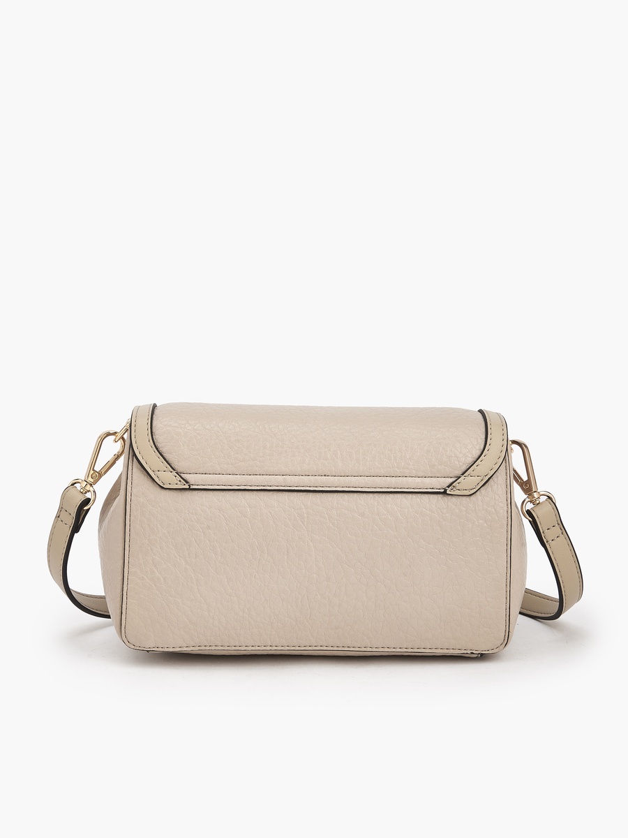 Textured Crossbody Bag with Button Closure