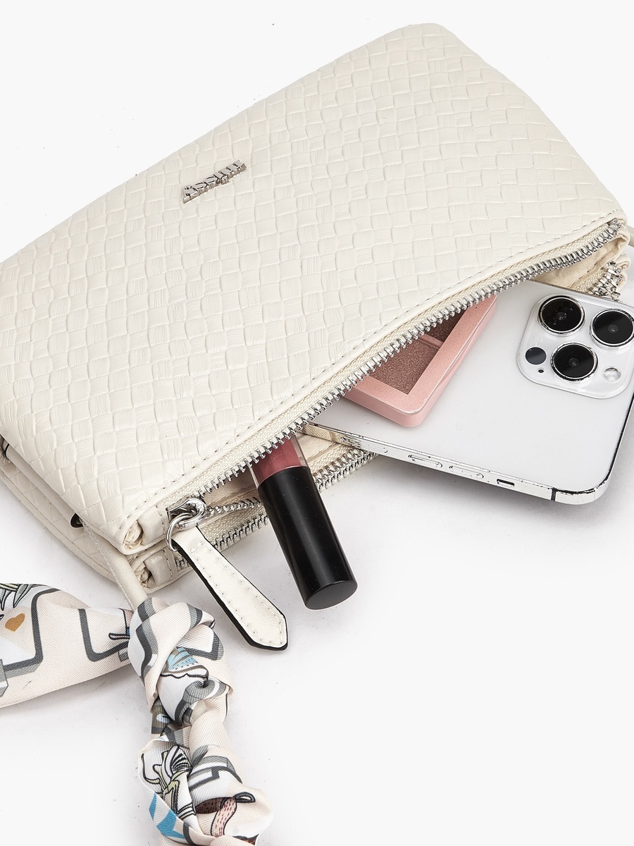 Textured Crossbody Bag with Strap Handle