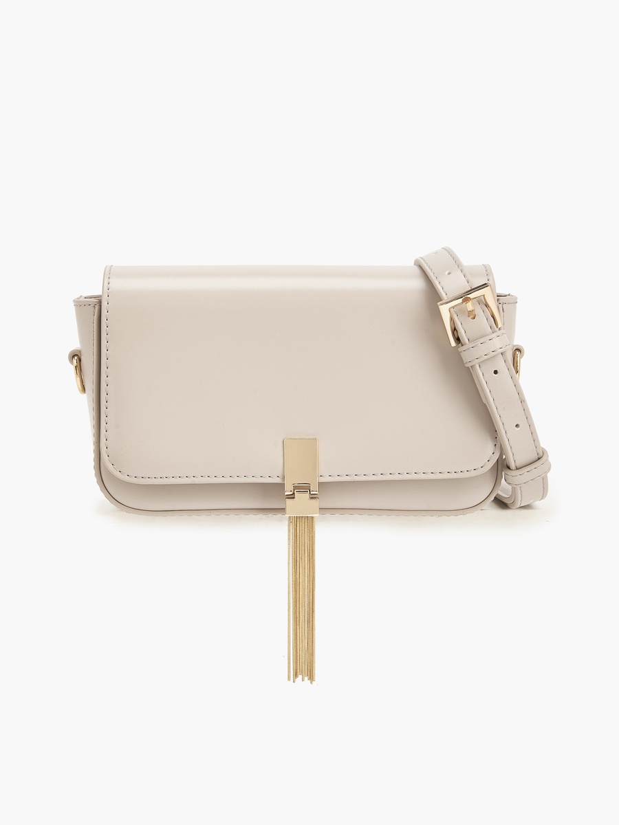 Tassel Accent Crossbody Bag with Adjustable Strap