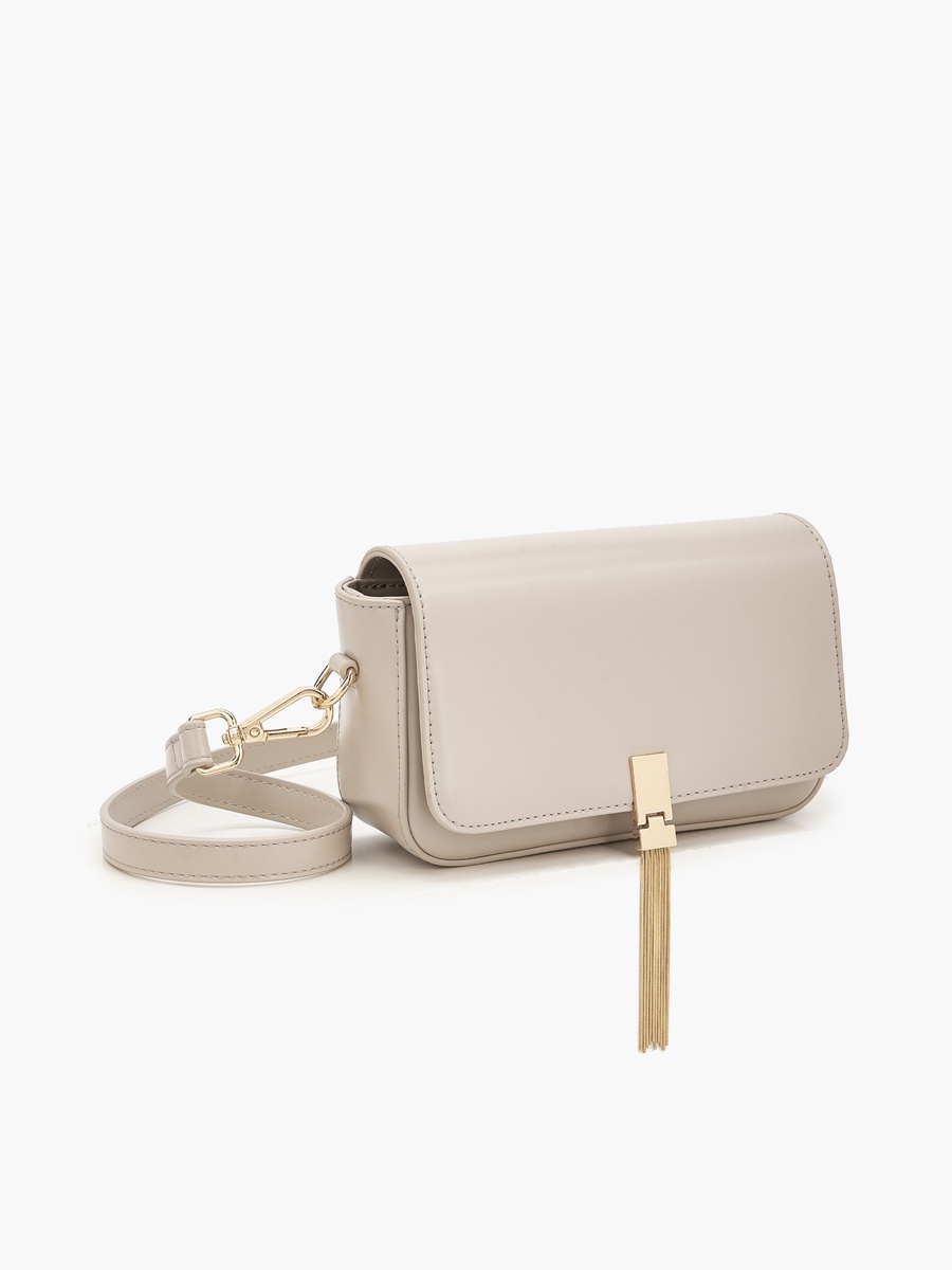 Tassel Accent Crossbody Bag with Adjustable Strap