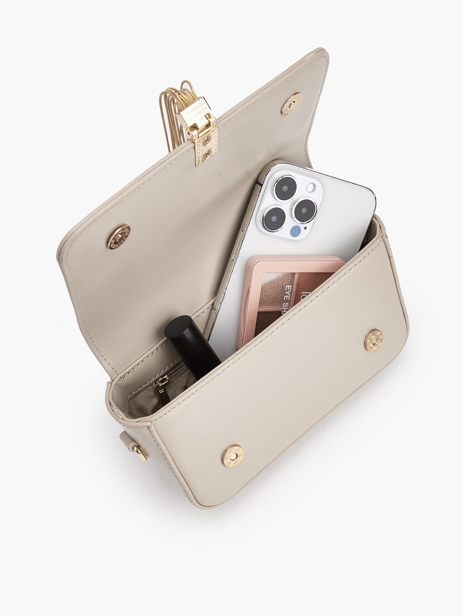 Tassel Accent Crossbody Bag with Adjustable Strap