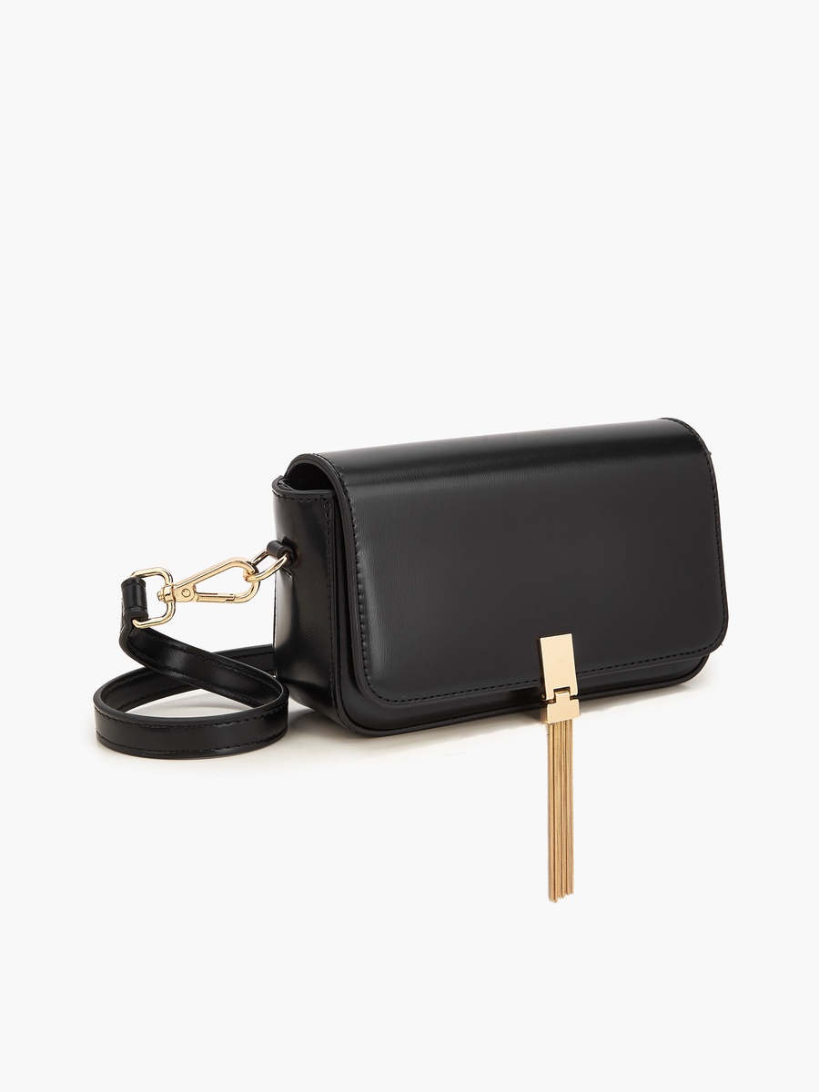 Tassel Accent Crossbody Bag with Adjustable Strap