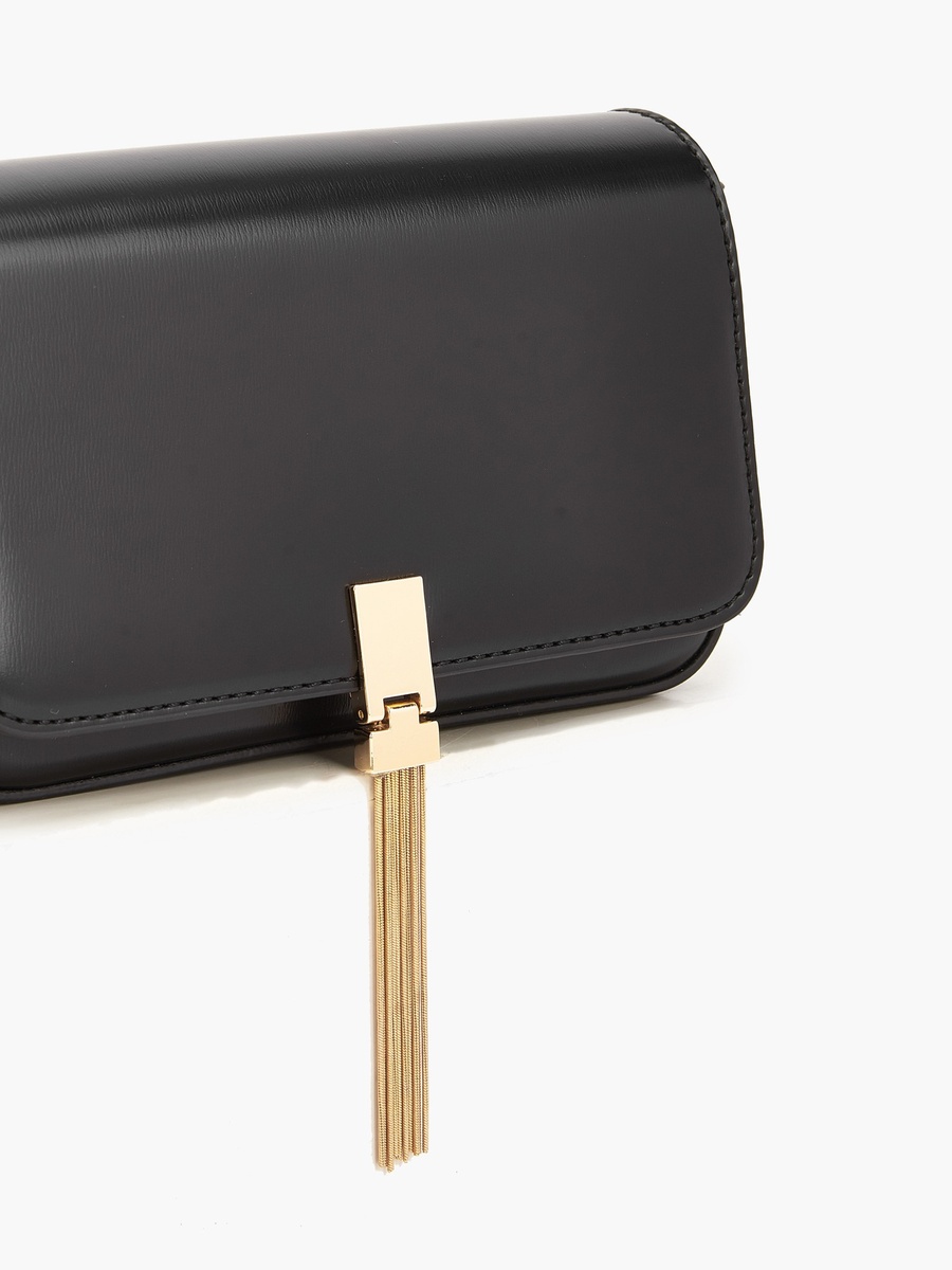 Tassel Accent Crossbody Bag with Adjustable Strap