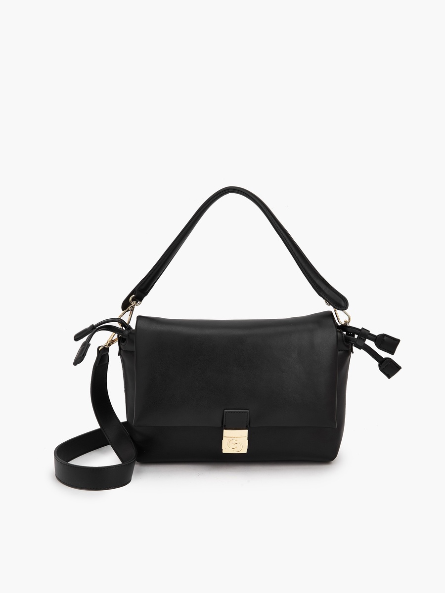 Solid Crossbody Bag with Detachable Strap