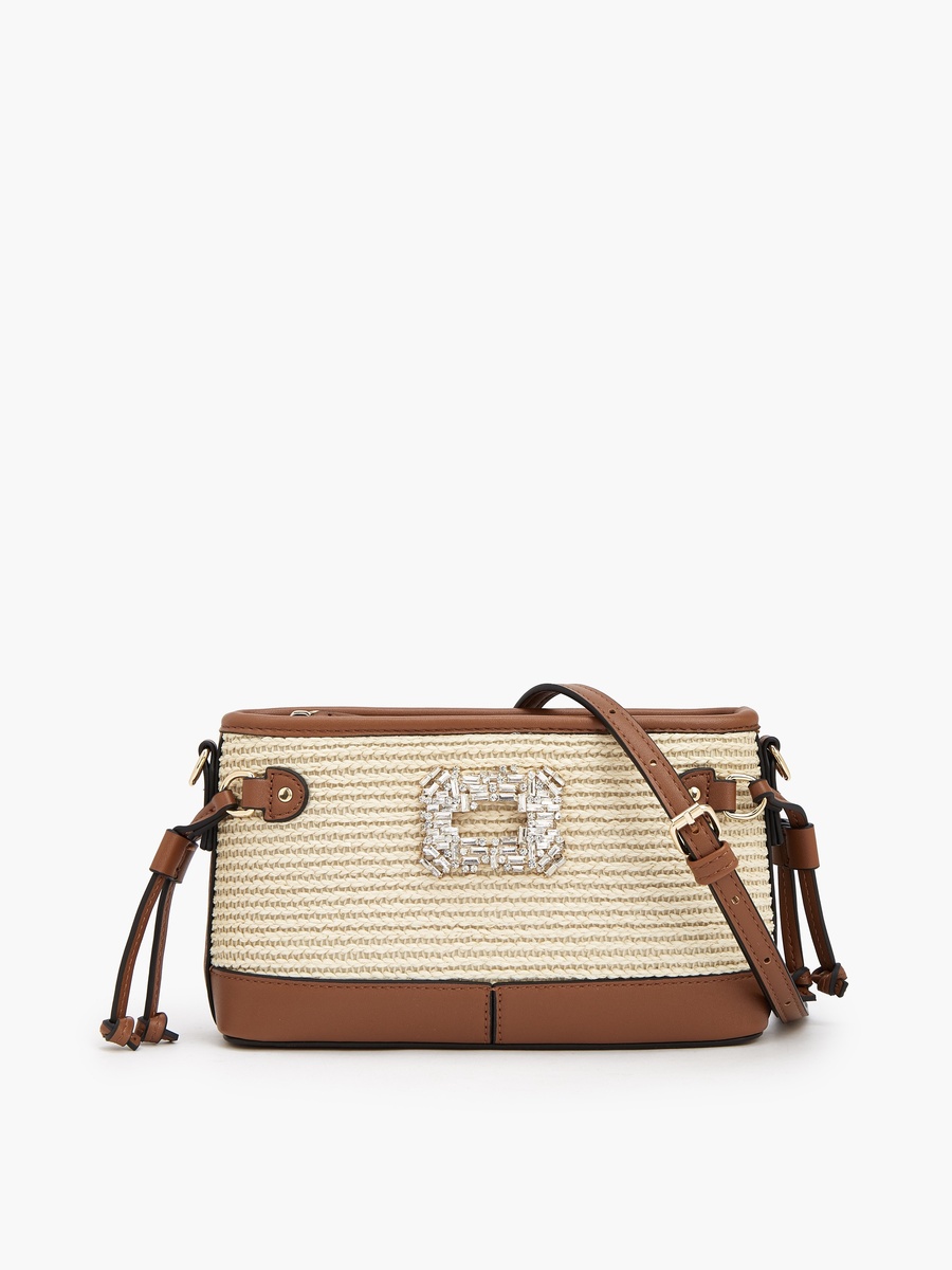 Textured Crossbody Bag with Zip Closure