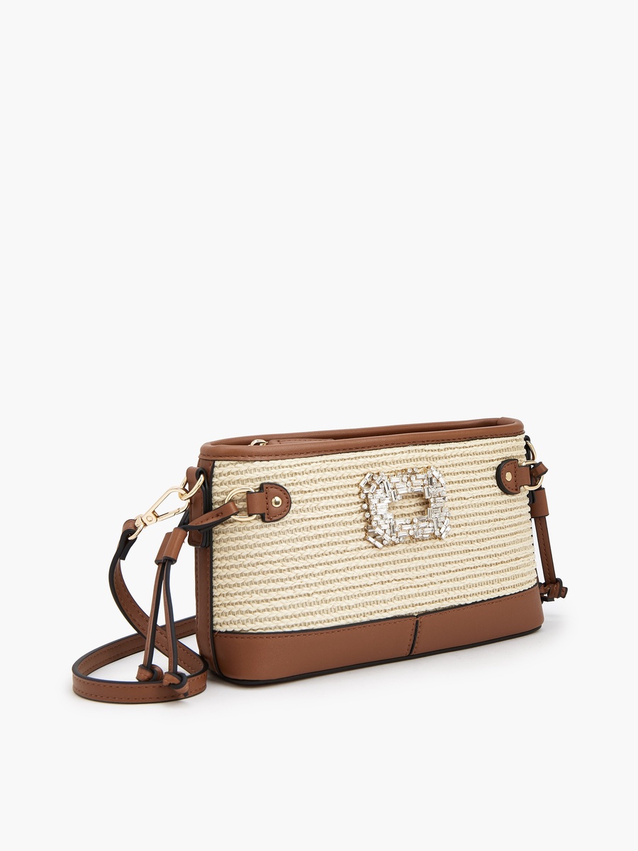 Textured Crossbody Bag with Zip Closure