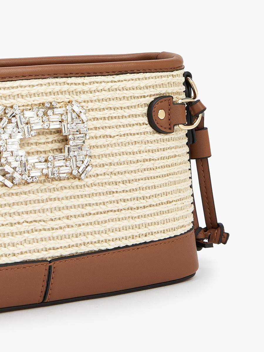 Textured Crossbody Bag with Zip Closure