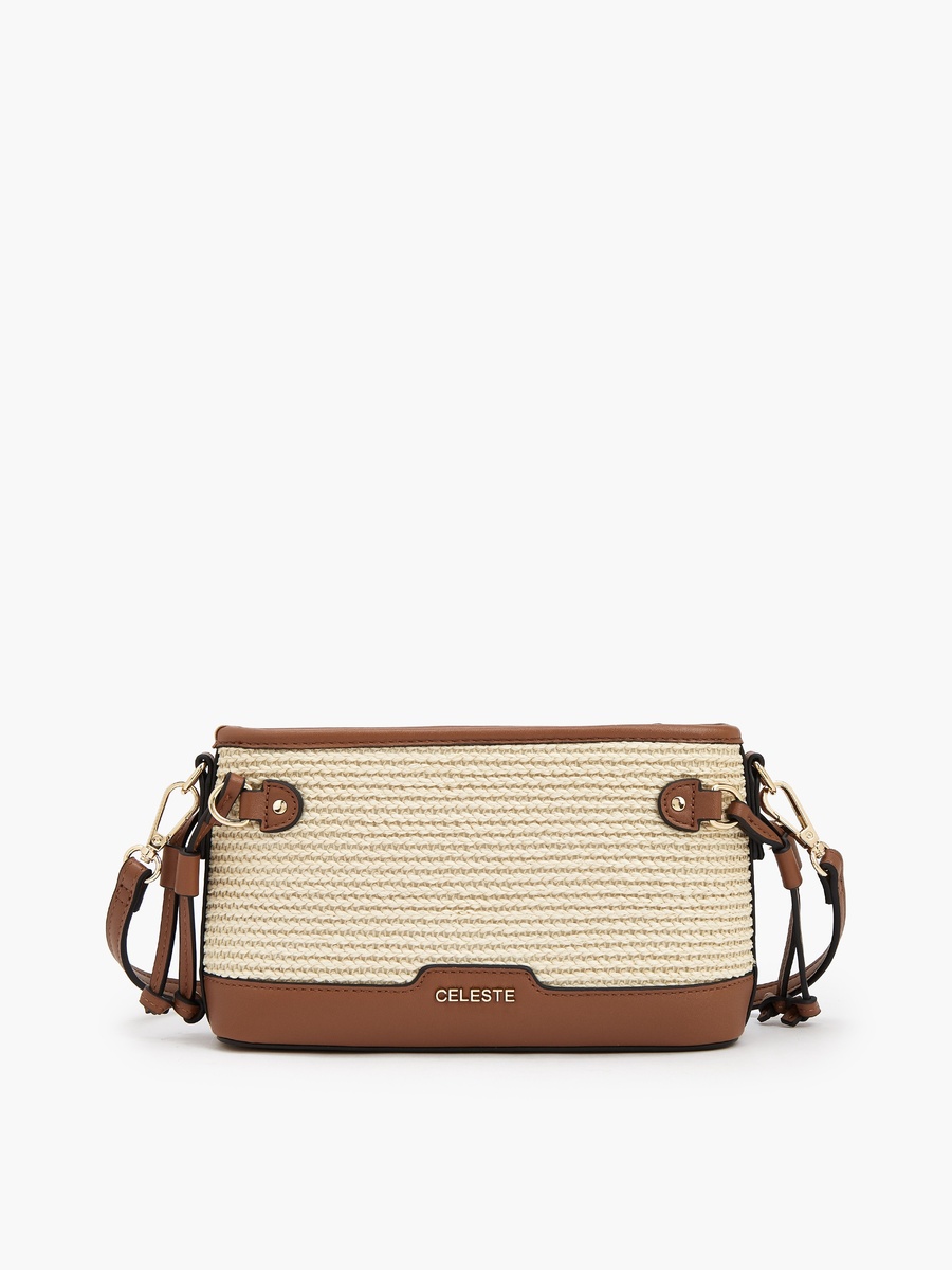 Textured Crossbody Bag with Zip Closure