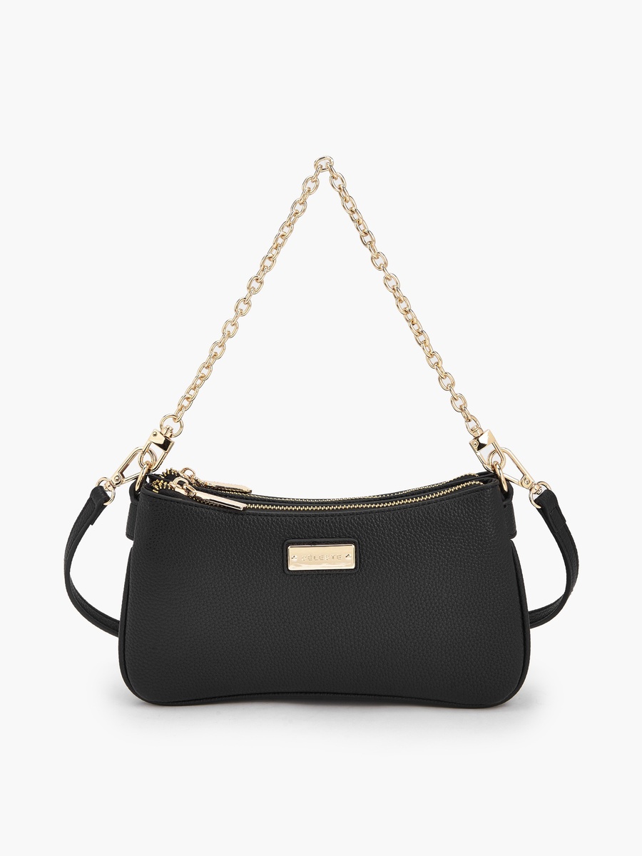 Textured Crossbody Bag with Zip Closure