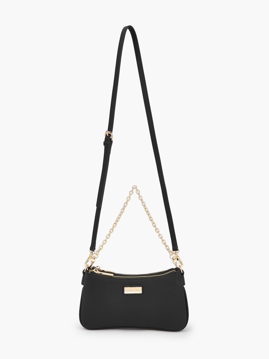 Textured Crossbody Bag with Zip Closure