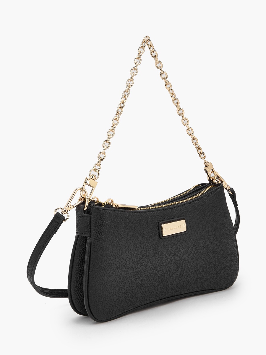 Textured Crossbody Bag with Zip Closure