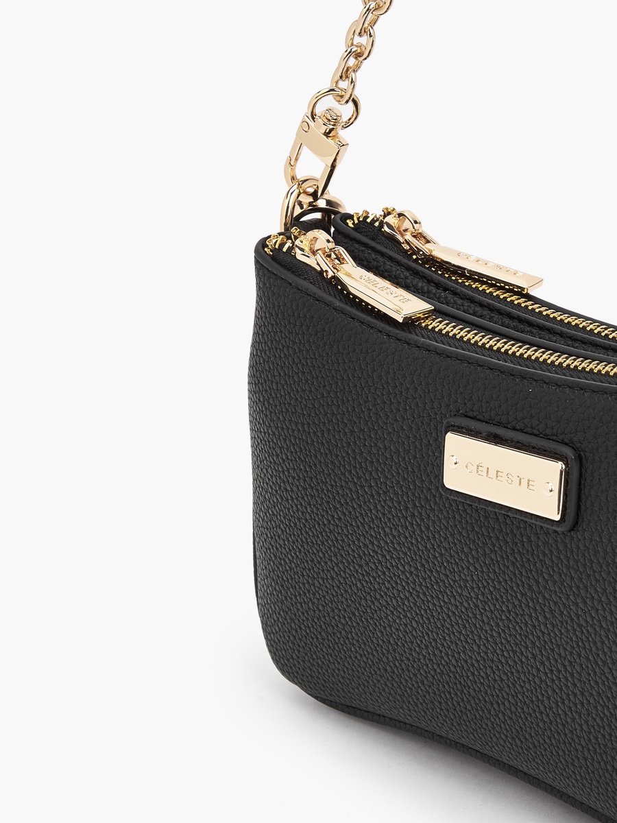 Textured Crossbody Bag with Zip Closure