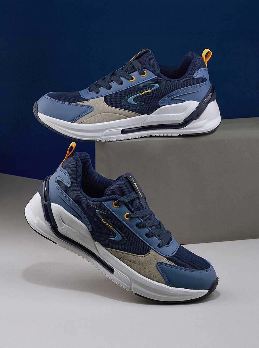 Blue Low-Top Lace-Up Sneakers
