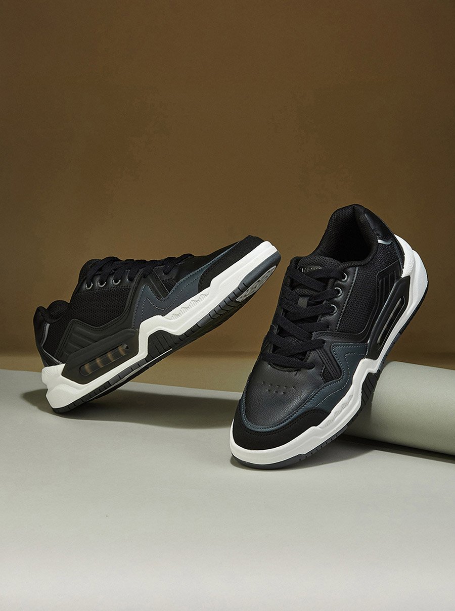 Black Low-Top Lace-Up Sneakers