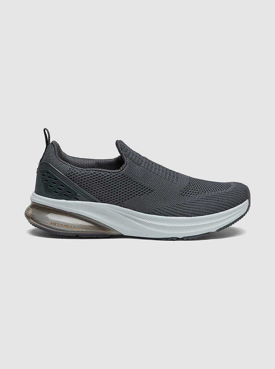 Grey Textured Slip On Sneakers