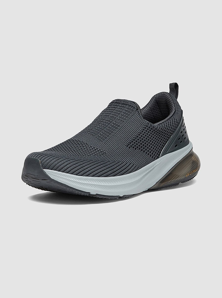 Grey Textured Slip On Sneakers