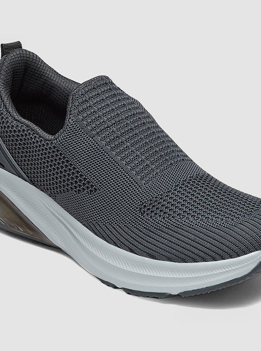 Grey Textured Slip On Sneakers