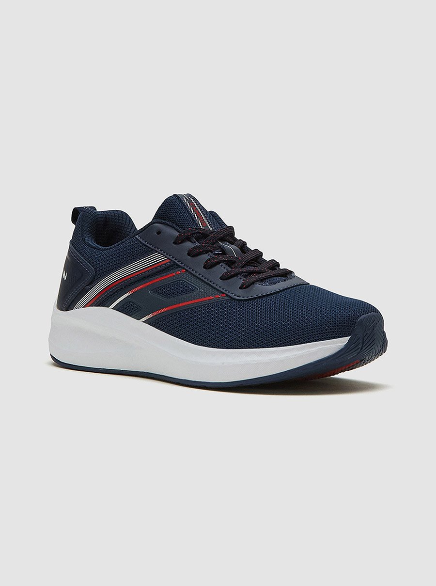 Blue Low-Top Lace-Up Sneakers