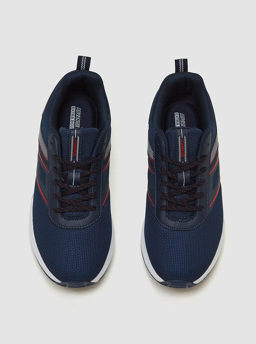 Blue Low-Top Lace-Up Sneakers
