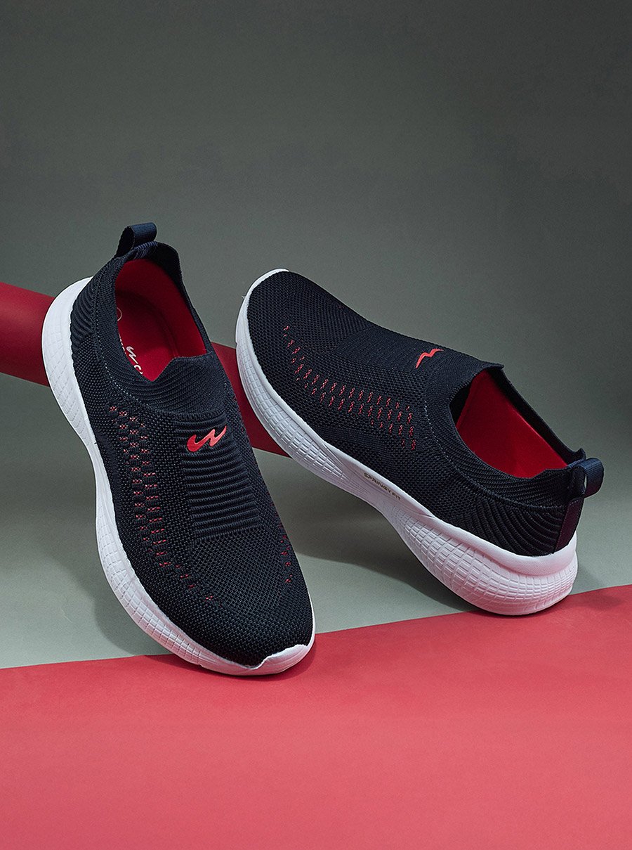 Blue Textured Slip-On Sneakers