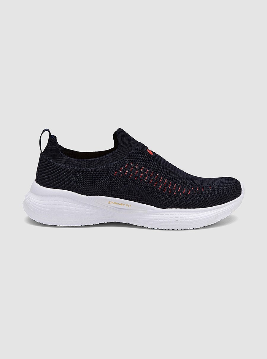 Blue Textured Slip-On Sneakers