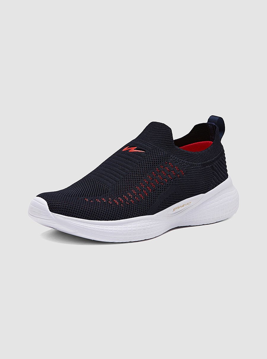 Blue Textured Slip-On Sneakers