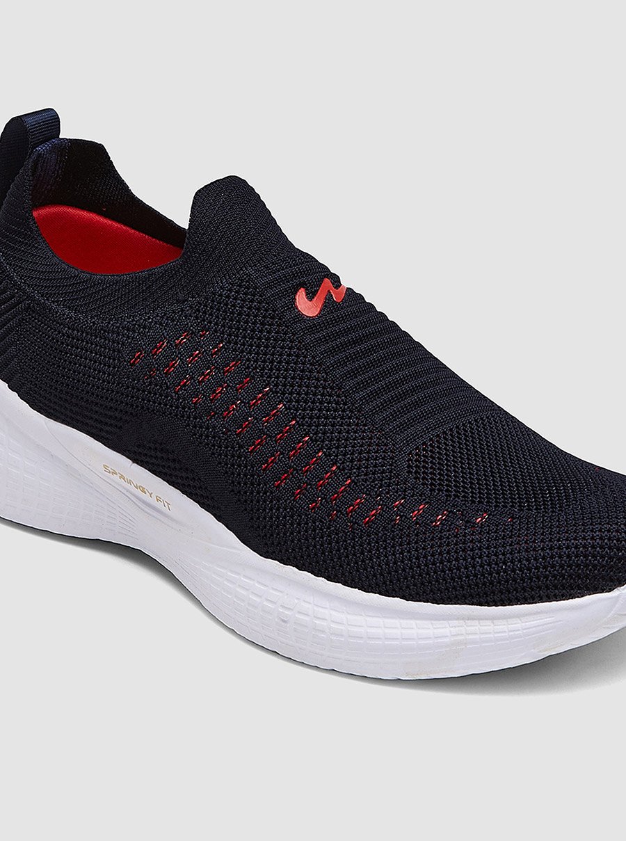 Blue Textured Slip-On Sneakers