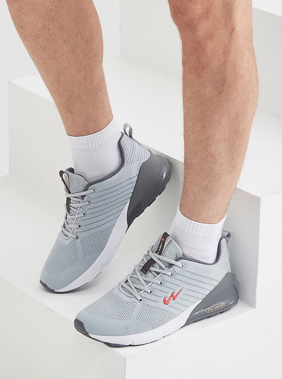 Grey Low-Top Lace-Up Sneakers
