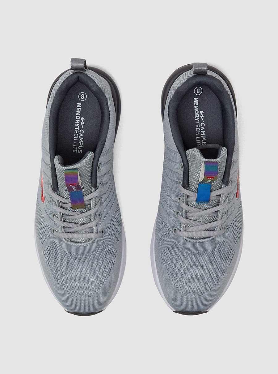 Grey Low-Top Lace-Up Sneakers