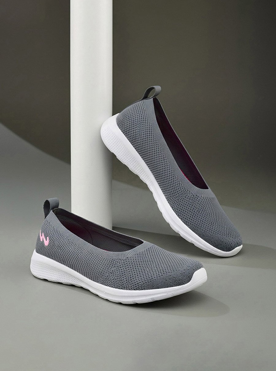 Grey Mesh Slip-On Sneakers