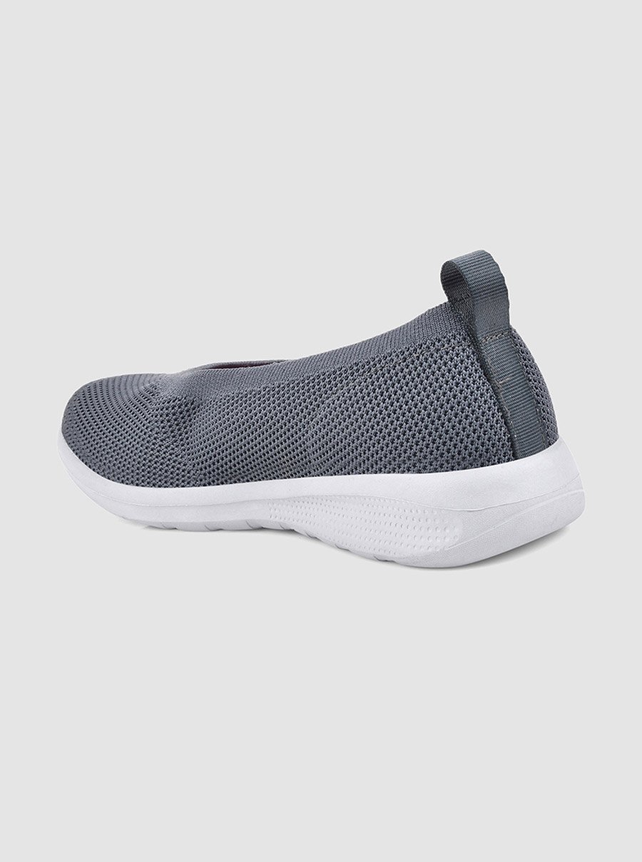 Grey Mesh Slip-On Sneakers