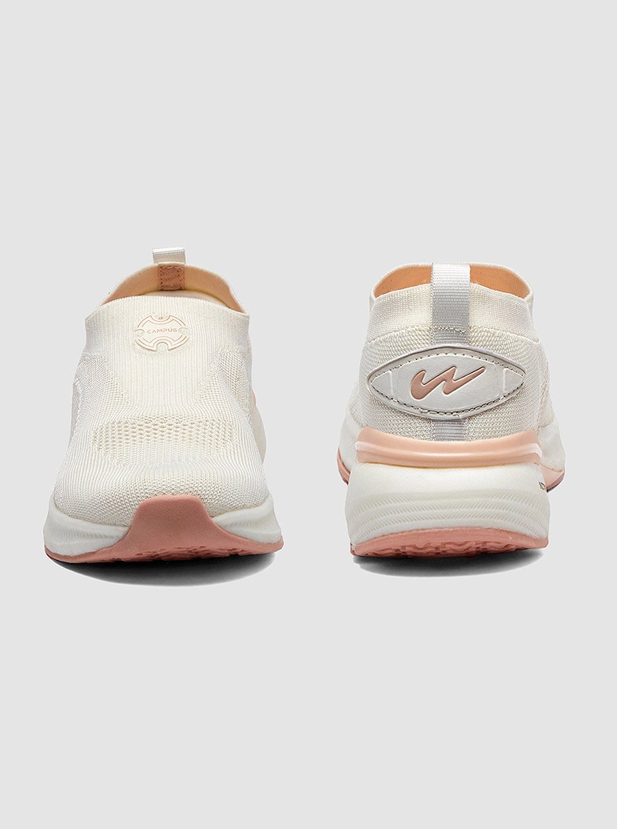 White Mesh Slip-On Sneakers