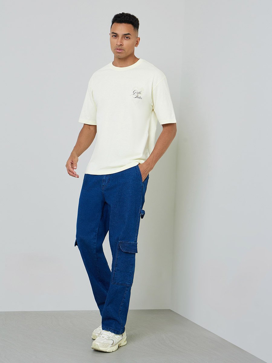 Men Graphic Print Oversized Jersey T-Shirt