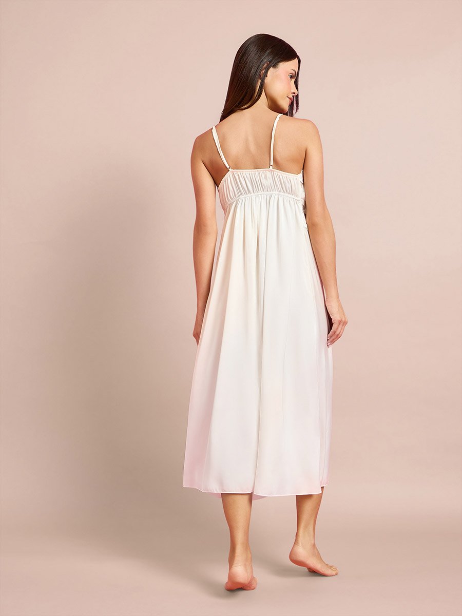 Pack of 2 - Floral Guipure Lace Slip Dress and Robe Set